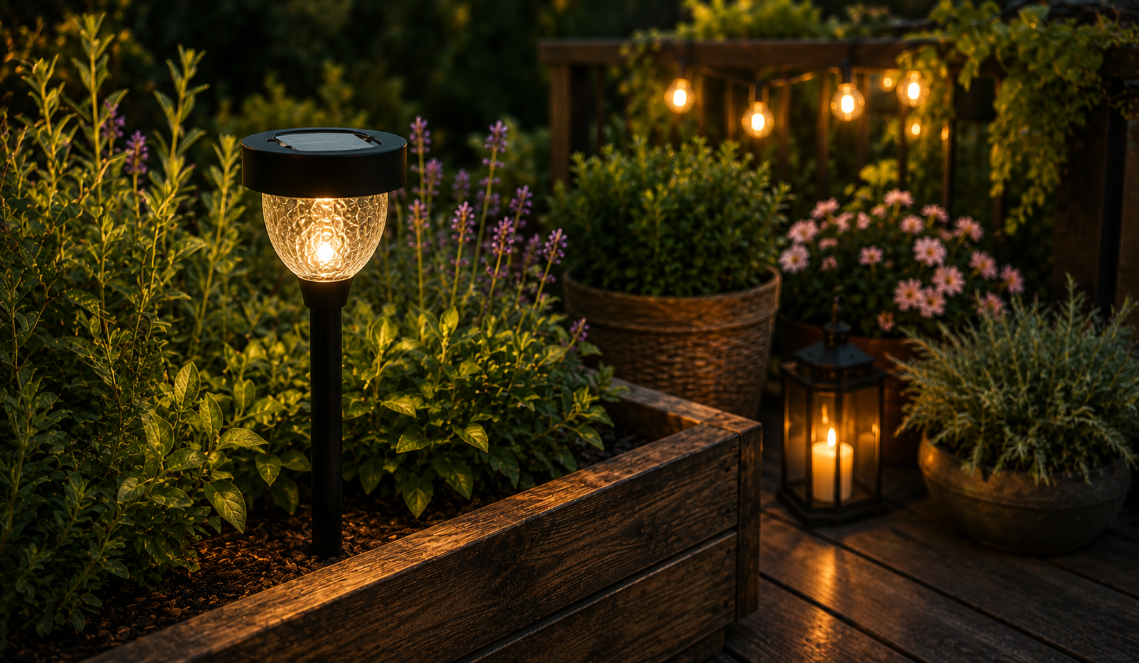 Dekorative Beleuchtung für Garten und Balkon