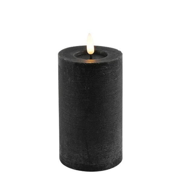 Countryfield LED-Stumpenkerze Schwarz Ø7,5 × 15 cm – Echtwachs, Timer, dimmbar, IP20