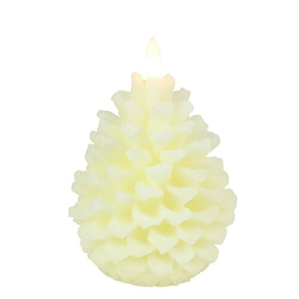 Countryfield LED-Tannenzapfenkerze Creme Ø 9 × 13,5 cm, Echtwachs, Timer, IP20