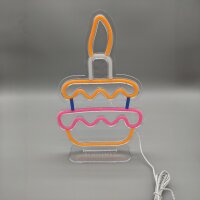 LED Neon Tischleuchte "Sweet Cake" – 22x32cm – Stylische Stand-Deko mit festem Fuß für Küche, Café & Partyraum – USB & Schalter
