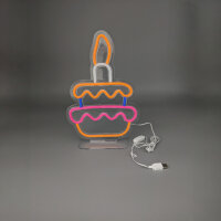 LED Neon Tischleuchte "Sweet Cake" – 22x32cm – Stylische Stand-Deko mit festem Fuß für Küche, Café & Partyraum – USB & Schalter