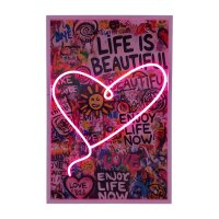 LED Neon Wandbild Graffiti "Life is Beautiful"...