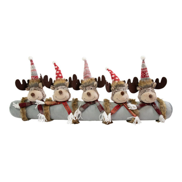 Linen & More Rudolf Zugluftstopper grau – Gestrickt mit Elchmotiven 88 cm