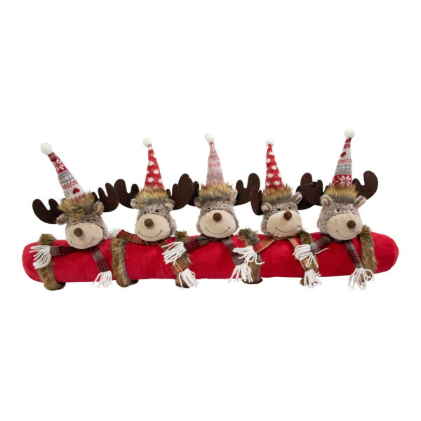 Linen & More Rudolf Zugluftstopper rot – Gesstrickt mit Elchmotiven 88 cm