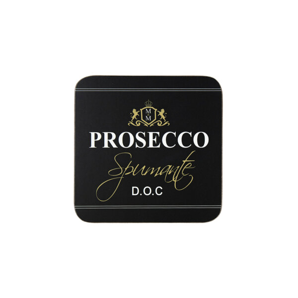 Mars & More Untersetzer Prosecco – 6er Set Kork 10×10 cm Schwarz