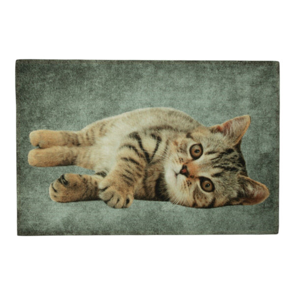 Fußmatte Türmatte Graue Tabby-Katze 75x50 cm – rutschfest – Mars & More