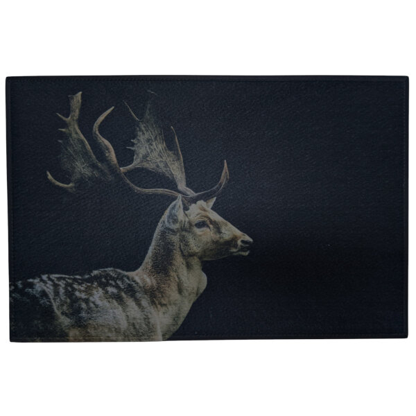 Fußmatte Türmatte Schwarz Damhirsch 75x50 cm – rutschfest – Mars & More
