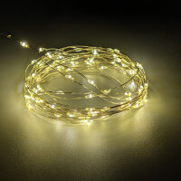 LED Silberdraht Batterielichterkette 100 LEDs 4,95m + 10...
