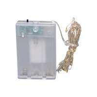 LED Silberdraht Batterielichterkette 80 LEDs 395 cm + 10 cm Zuleitung warmweiß Timer