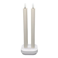 LED Stabkerzen weiß mit Ladeplatte - 4er Set, wiederaufladbar, warmweiß