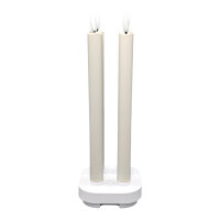 LED Stabkerzen weiß mit Ladeplatte - 4er Set, wiederaufladbar, warmweiß