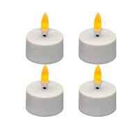 LED Teelichter weiß mit USB-Ladeplatte - 4er Set, wiederaufladbar, Flackereffekt Ambiancelight