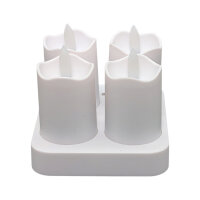LED Stumpenkerzen weiß mit Ladeplatte - 4er Set, wiederaufladbar, Fernbedienung Ambiancelight