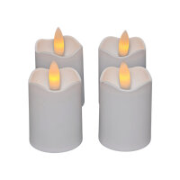 LED Stumpenkerzen weiß mit Ladeplatte - 4er Set, wiederaufladbar, Fernbedienung Ambiancelight