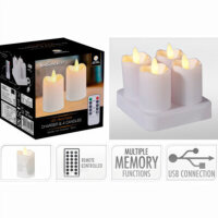 LED Stumpenkerzen weiß mit Ladeplatte - 4er Set, wiederaufladbar, Fernbedienung Ambiancelight