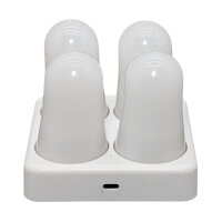 LED Flammenleuchten mit Ladeplatte - 4er Set, wiederaufladbar, Fernbedienung, Timer