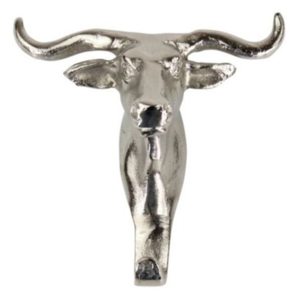 Mars & More Kleiderhaken Stier Aluminium Silber – 19 cm
