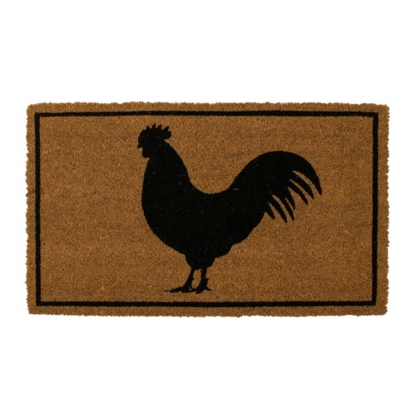 Mars & More Kokos-Fußmatte Hahn 75×45 cm – Natur/Schwarz