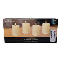 LED-Stumpenkerzen 4er Set Ø7 x 10 cm wiederaufladbar mit Fernbedienung & Timer Crème