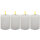LED-Stumpenkerzen 4er Set Ø 7 x 10 cm wiederaufladbar mit Fernbedienung & Timer Weiß