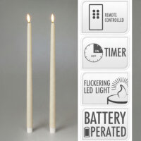 LED-Stabkerzen 2er Set 38 cm Cremeweiß mit...