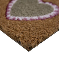 Mars & More Kokos-Fußmatte Herzen Rot Weiß Beige 75×45 cm – Natur