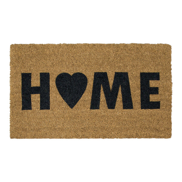 Mars & More Kokos-Fußmatte Home mit Herz 75×45 cm – Natur/Schwarz