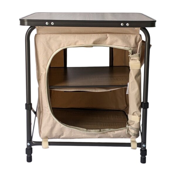 Redcliffs Alu Campingschrank faltbar 48x48x53cm – Beistelltisch mit Tragetasche Beige