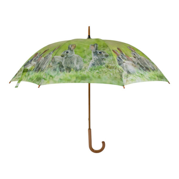 Mars & More Regenschirm Kaninchen Familie – 105 cm, Tiermotiv, Frühling, Grün