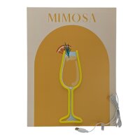 LED Neon Wandbild "MIMOSA" Cocktail – 30x40 cm – Leuchtbild Bar- & Küchen-Deko – USB-Anschluss