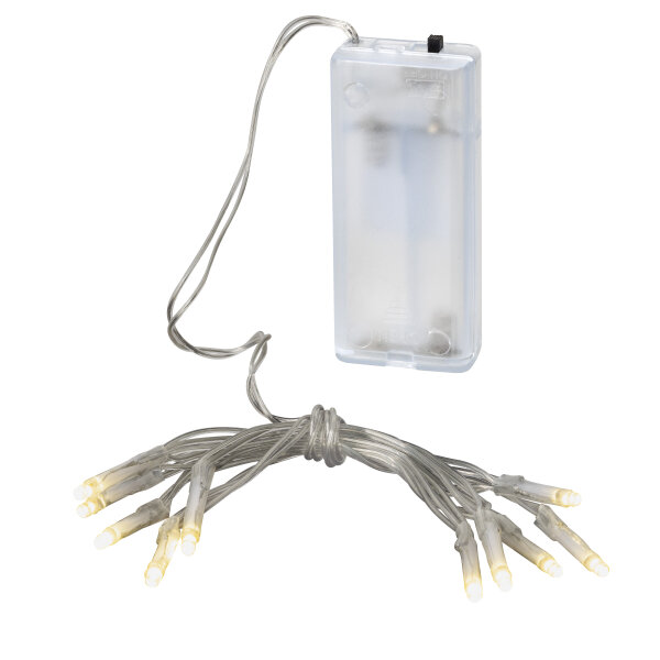LED Lichterkette 10 warmweiße LEDs, 0,90 m , Batteriebox, für Innen