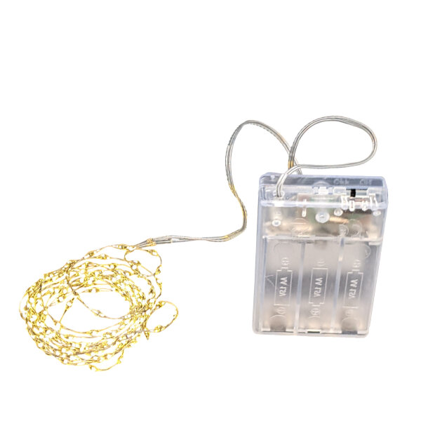 LED Silberdraht Batterielichterkette 132 LEDs 2m + 30cm Zuleitung warmweiß Timer