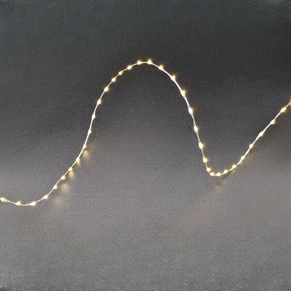 LED Silberdraht Batterielichterkette 198 LEDs 3m + 30cm Zuleitung warmweiß Timer