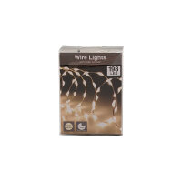 LED Silberdraht Batterielichterkette 198 LEDs 3m + 30cm Zuleitung warmweiß Timer