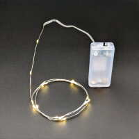 LED Silberdraht Batterielichterkette 20 LEDs 95 cm + 10...