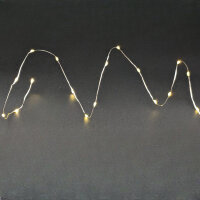 LED Silberdraht Batterielichterkette 20 LEDs 95 cm + 10...