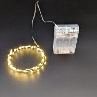 LED Silberdraht Batterielichterkette 66 LEDs 1m + 30 cm...