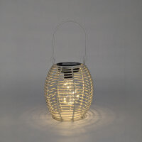 H&S Collection LED Solar Laterne Rattan-Optik Ø 15x16cm – Warmweiß Hängeleuchte