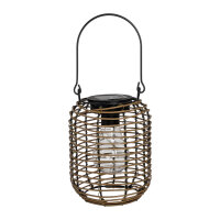H&S Collection LED Solar Laterne Rattan-Optik Ø 15x16cm – Warmweiß Hängeleuchte