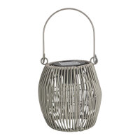 H&S Collection LED Solar Laterne Rattan-Optik Ø 15x16cm – Warmweiß Hängeleuchte