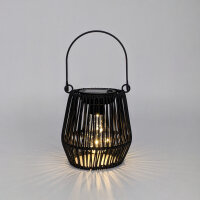 H&S Collection LED Solar Laterne Rattan-Optik Ø 15x16cm – Warmweiß Hängeleuchte