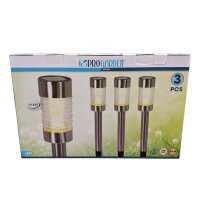 ProGarden LED Solarleuchten 3er Set – Edelstahl...