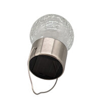ProGarden Solar LED-Glasleuchte Edelstahl – Warmweiß – Echtglas – Dekoleuchte Garten Balkon