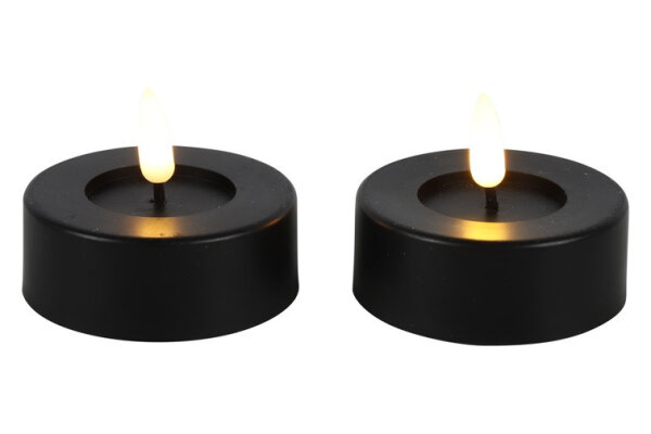 Countryfield LED Kerzen 2er Set Schwarz Ø 6,5 × 5,5 cm mit Timer